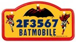 BATMOBILE LICENSE PLATE WITH BATMAN & ROBIN.