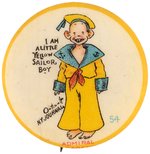 YELLOW KID HIGH ADMIRAL CIGARETTE BUTTON #54 WITH HIM AS "LITTLE YELLOW SAILOR BOY".