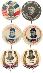 LINDBERGH SIX PORTRAIT BUTTONS INCLUDING "THE LONE EAGLE" RARITY.