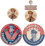 GENERAL MacARTHUR THREE SCARCE BUTTONS PLUS ONE SCARCE (MATCHING) TAB.