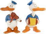 DONALD DUCK WITH ACCORDION & VIOLIN BISQUE PAIR (SIZE VARIETY).