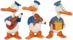 DONALD DUCK WITH MANDOLIN, VIOLIN & ACCORDION BISQUE TRIO (SIZE VARIETY).