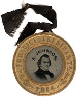 LINCOLN & JOHNSON BACK-TO-BACK 1864 BRASS SHELL FERROTYPE JUGATE.