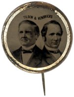 "TILDEN & HENDRICKS" FERROTYPE JUGATE STICKPIN BADGE DeWITT 1876-40.