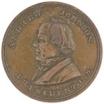 ANDREW JOHNSON COPPER HIGH RELIFE PORTRAIT MEDAL DeWITT 1866-1.