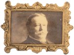 TAFT UNUSUAL AND RARE SEPIA TONED REAL PHOTO BRASS SHELL BADGE.