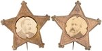 CLEVELAND & HARRISON PAIR OF MATCHING BRASS SHELL STAR BADGES.