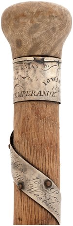 TEMPERANCE 1852 ORNATE "IOWA CITY" PETOSKEY STONE PRESENTATION CANE.