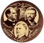 McKINLEY, ROOSEVELT & DURBIN 1900 INDIANA TRIGATE COATTAIL BUTTON HAKE #3174.