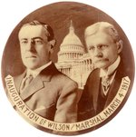 "INAGURATION OF WILSON AND MARSHALL MARCH 4, 1917" RARE JUGATE BUTTON.