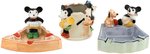 MICKEY MOUSE & FRIENDS GLAZED CHINA ASHTRAY TRIO.