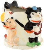 MICKEY MOUSE & FRIENDS GLAZED CHINA ASHTRAY TRIO.