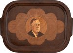 ROOSEVELT HAND-INLAID WOODEN PORTRAIT TRAY.