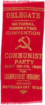 COMMUNIST PARTY 1932 "DELEGATE NATIONAL NOMINATING COMMITTEE" RIBBON.