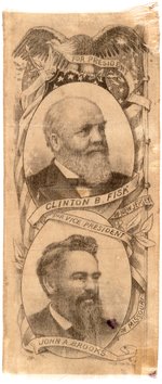 FISK & BROOKS 1888 PROHIBITION PARTY OVER UNDER JUGATE RIBBON.