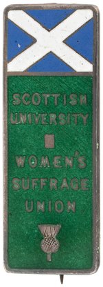 "SCOTTISH UNIVERSITY WOMEN'S SUFFRAGE UNION" ENAMEL BADGE.