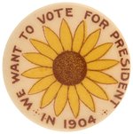 "WE WANT TO VOTE FOR PRESIDENT 1904" KANSAS WOMEN'S SUFFRAGE BUTTON.