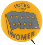 "VOTES FOR WOMEN" SUFFRAGE NINE STAR FLAG BUTTON.
