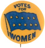 "VOTES FOR WOMEN" SUFFRAGE TEN STAR FLAG BUTTON.