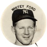 1950s WHITEY FORD (HOF) REAL PHOTO PM10 STADIUM BUTTON.