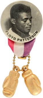 FLOYD PATTERSON REAL PHOTO BUTTON WITH ATTACHMENTS.