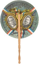 TAFT & BRYAN GRAPHIC BARBER HALF DOLLAR ADVERTISING HAND FAN.