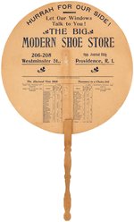 TAFT & BRYAN GRAPHIC BARBER HALF DOLLAR ADVERTISING HAND FAN.