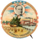 "McKINLEY AND PROSPERITY" GRAPHIC 1900 PORTRAIT BUTTON HAKE #64.