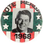 "VOTE REAGAN 1968" BUTTON BY ARTIST DAVID RUSSELL.