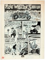 DRAG CARTOONS #2 "FREE WHEELIN 3 WHEELER" COMPLETE COMIC STORY ORIGINAL ART BY DENNIS ELLEFSON.