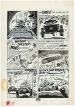 DRAG CARTOONS #2 "FREE WHEELIN 3 WHEELER" COMPLETE COMIC STORY ORIGINAL ART BY DENNIS ELLEFSON.