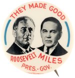 ROOSEVELT & MILES NEW MEXICO COATTAIL JUGATE BUTTON UNLISTED IN HAKE.