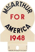 "MacARTHUR FOR AMERICA 1948" PRESIDENTIAL HOPEFUL LICENSE PLATE ATTACHMENT.