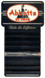 "ABBOTTS ICE CREAM TASTE THE DIFFERENCE" EMBOSSED MENU BOARD.