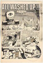 HOT ROD CARTOONS/CARtoons "ALL WASHED UP!!" COMPLETE COMIC STORY ORIGINAL ART BY ERROL McCARTHY.