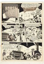 HOT ROD CARTOONS/CARtoons "HORSE SENSE" ONE PAGE STORY ORIGINAL ART BY ERROL McCARTHY.