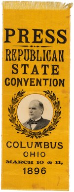 McKINLEY "PRESS REPUBLICAN STATE CONVENTION" SCARCE OHIO RIBBON.