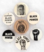 "BLACK POWER" COLLECTION OF SEVEN CIVIL RIGHTS BUTTONS.