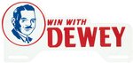 "WIN WITH DEWEY" RARE SAMPLE 1948 CAMPAIGN LICENSE PLATE ATTACHMENT.