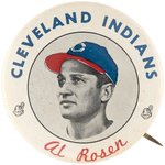 C. 1949 AL ROSEN "CLEVELAND INDIANS" PM10 STADIUM BUTTON.