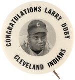 1950s "CONGRATULATIONS" LARRY DOBY (HOF) "CLEVELAND INDIANS" PM10 STADIUM BUTTON (LARGE VARIETY).