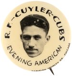 1930 CHICAGO CUBS KIKI CUYLER (HOF) BUTTON FROM CHICAGO "EVENING AMERICAN" NEWSPAPER ISSUED SET.