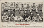 1910 SALINA, KS TRADE WINNERS TEAM POSTCARD.