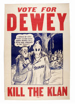 DEWEY 1944 POSTER ANTI-FDR WITH TRUMAN KU KLUX KLAN ACCUSATION.