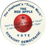 "THE RED APPLE" STEVENSON "A VOTE FOR IKE IS A VOTE FOR TAFT" SLOGAN BUTTON.