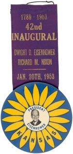 "PRESIDENT EISENHOWER KANSAS" SUNFLOWER 1953 INAUGURAL BADGE.