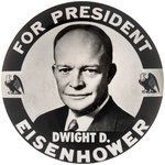 "FOR PRESIDENT DWIGHT D. EISENHOWER" RARE REAL PHOTO BUTTON.