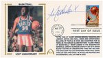 1991 MEADOWLARK LEMON (HOF) SIGNED FIRST DAY COVER WITH SILK CACHE "100TH ANNIVERSARY BASKETBALL."