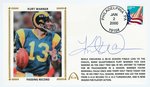 2000 KURT WARNER (HOF) SIGNED FIRST DAY COVER WITH SILK CACHE "PASSING RECORD."