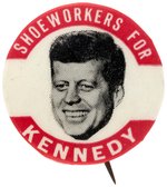 "SHOEWORKERS FOR KENNEDY" SMALL VARIETY 1960 FLOATING HEAD BUTTON HAKE #50.